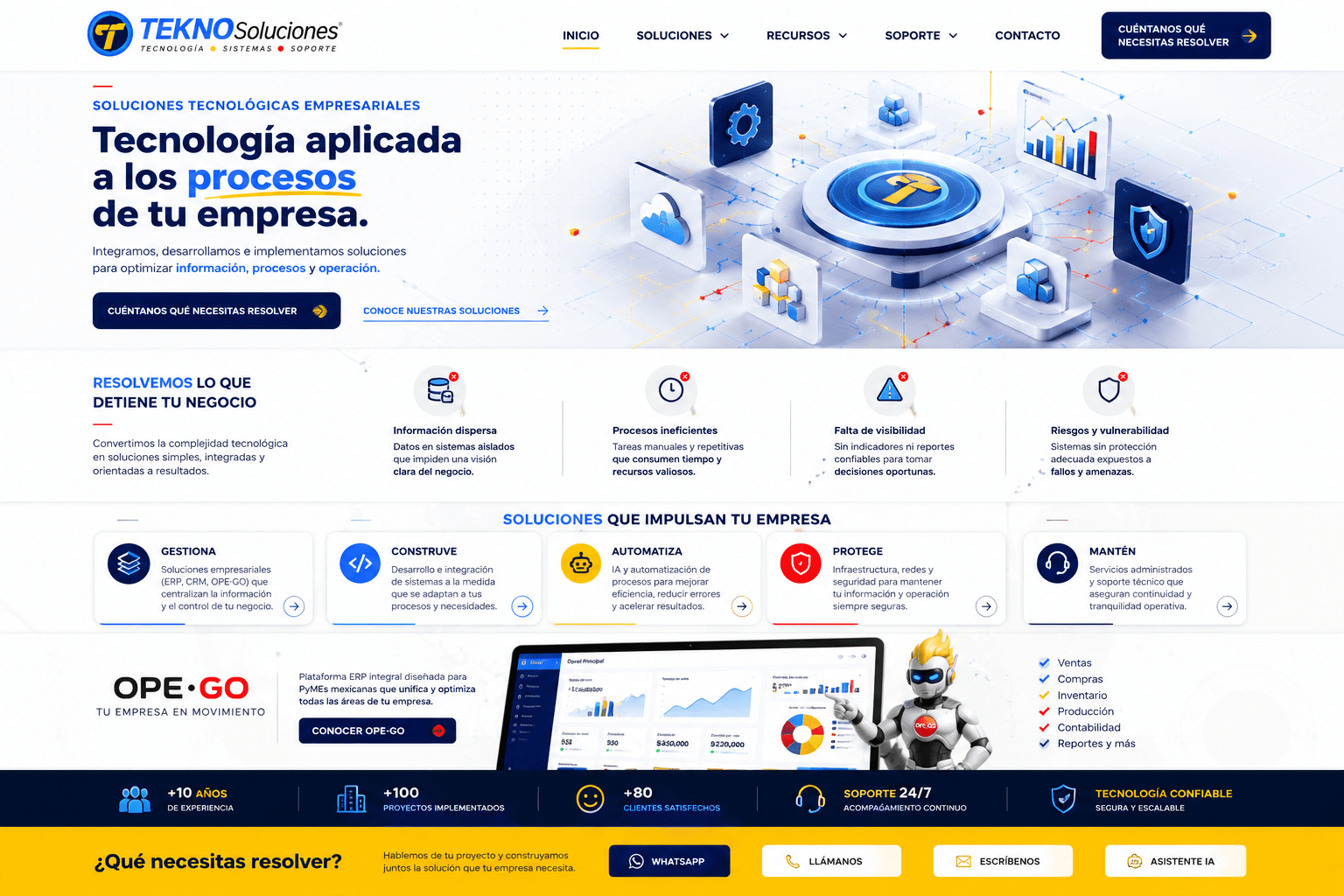 Plataforma tecnológica conectando gestión, nube, datos y seguridad
